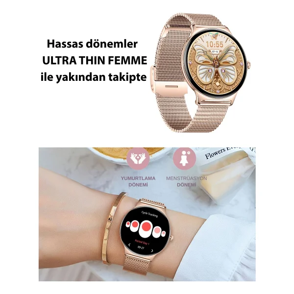 Logia Ultra Thin Femme Altın Akıllı Saat - Görsel 3