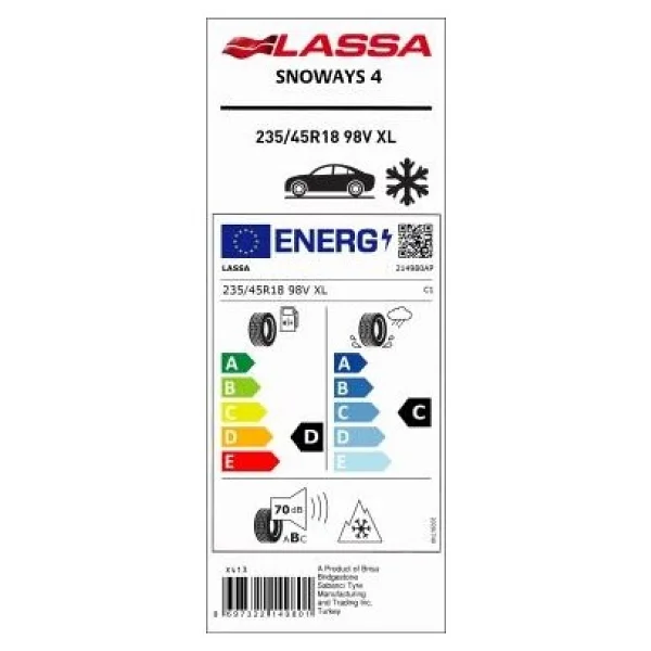 Lassa Snoways 4 235/45 R18 98V XL Kış Lastiği - Görsel 2