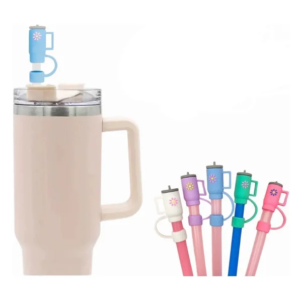 Belirtilmemiş Stanley Termos Uyumlu Stanley Pipet Tıpası Quencher Pipet Tıpası Çiçek Detaylı Pipet Tıpası - Pembe - Görsel 5