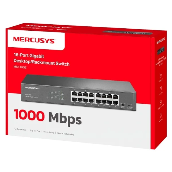 Mercusys MS116GS 16 Port 10/100/1000 Mbps Gigabit Switch - Görsel 6
