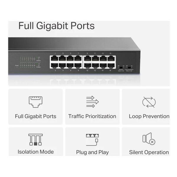 Mercusys MS116GS 16 Port 10/100/1000 Mbps Gigabit Switch - Görsel 7