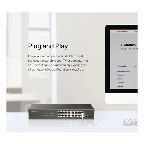 Mercusys MS116GS 16 Port 10/100/1000 Mbps Gigabit Switch - Görsel 10