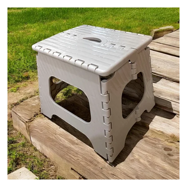 Katlanır Tabure Taşınabilir Lüks Plastik Kamp Banyo Mutfak Tabure 150KG 23X28X26,5CM - Bej - Görsel 2