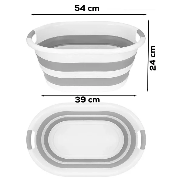 Porsima 2li Katlanır Temizlik Seti - Katlanır Sepet 25LT - Katlanır Kova 10LT - Açık Gri - Görsel 5
