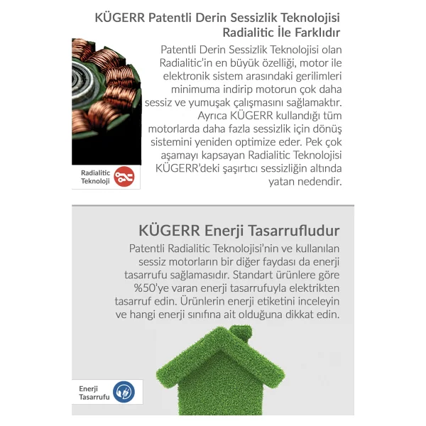 Kügerr F10 60 cm Duvar Tipi Davlumbaz - Görsel 6