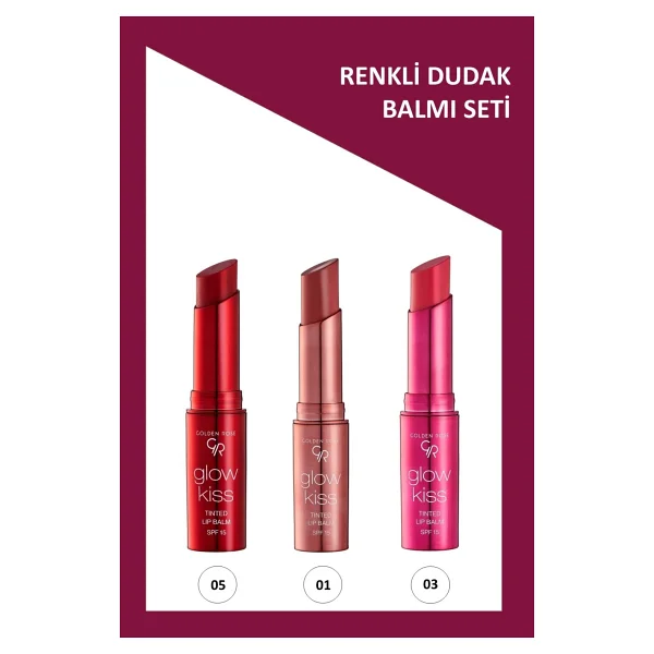 Golden Rose Glow Kiss No:05 - No: 01 - No: 03 Renkli Dudak Nemlendirici Seti - Görsel 5