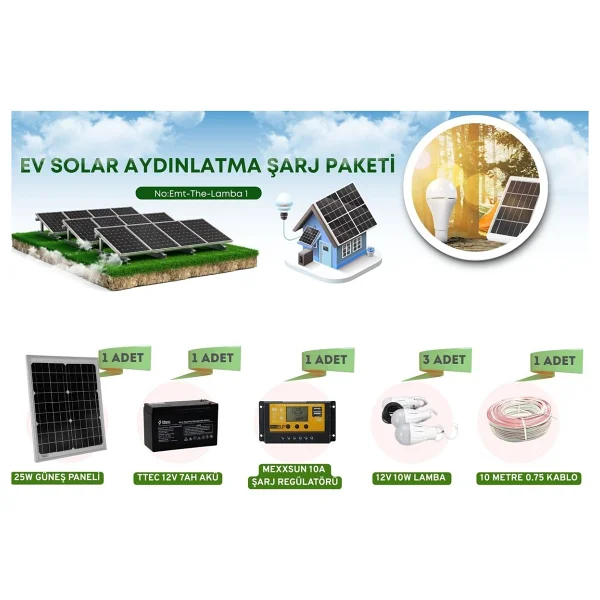 Güneş Enerji Panelli Solar Aydınlatma Sistemi Cep telefonu şarj edebilirsiniz 1. sınıf solar sistem - Görsel 2