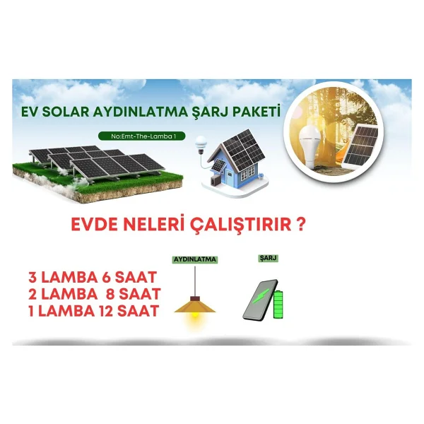 Güneş Enerji Panelli Solar Aydınlatma Sistemi Cep telefonu şarj edebilirsiniz 1. sınıf solar sistem - Görsel 3