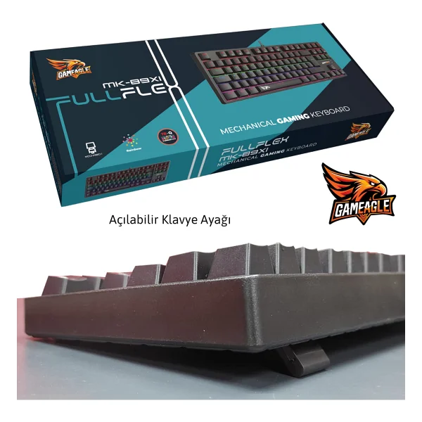Gameagle Fullflex Mekanik Klavye Gaming Klavye 87 Tuşlu Oyuncu Klavye Hot Swap Kablolu Işıklı Türkçe Q Klavye (Red Switch) - Görsel 3