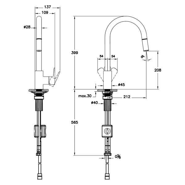 Artema Shift T20 A43678 Krom Pull-Down Mutfak Bataryası - Görsel 5