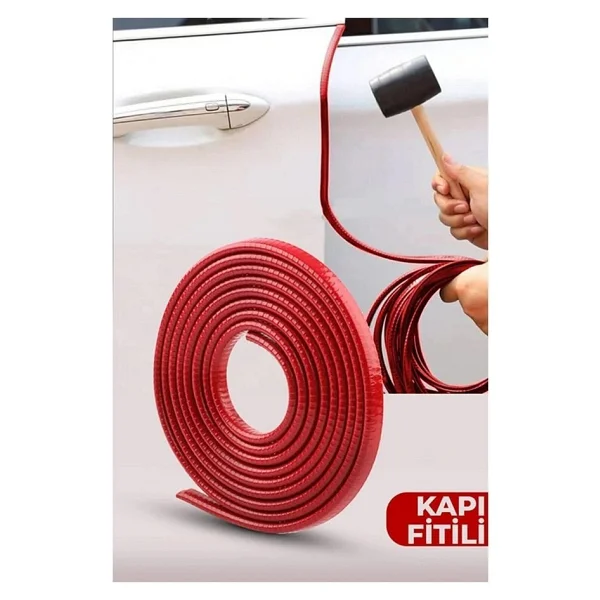 Oto Araç Kapı Koruma Fitili 5Metre Parlak Kırmızı Renk Çarpma Çizilme Önleyici Fitil - Görsel 3