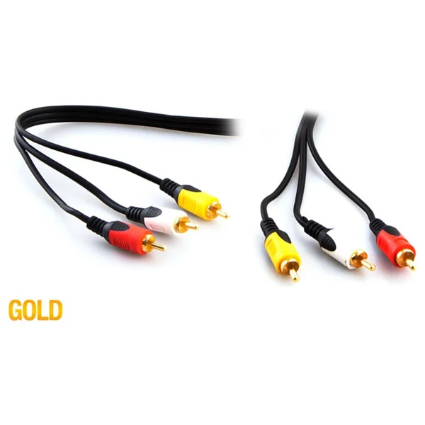 S-link SL-RCA10 3RCA To 3RCA 10m Gold Kablo - Görsel 2