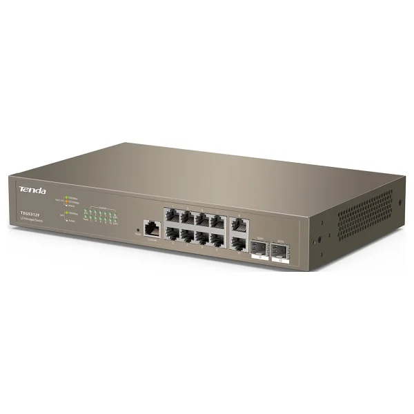Tenda TEG5312F 10 Port 10/100/1000 2 X SFP Yonetilebilir Rack Mount Switch - Görsel 2