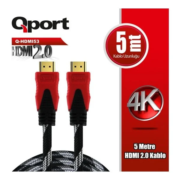 Qport Q-HDMI53 HDMI Kablo 5 MT Ver2.0 Altın Uçlu 3D 4K - Görsel 3