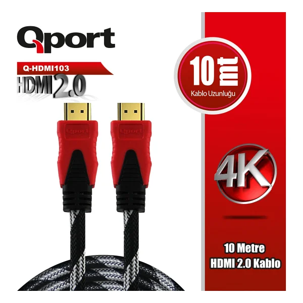 Qport Q-HDMI103 HDMI Kablo 10MT Ver1.4 Altın Uçlu 3D - Görsel 5