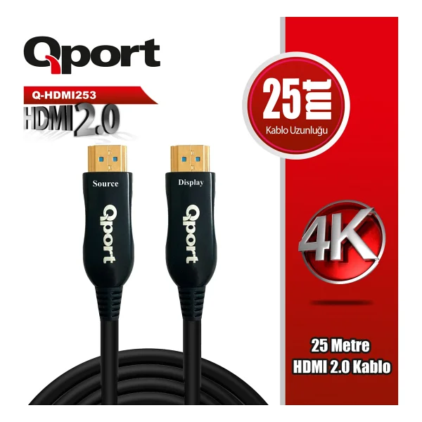 Qport Q-HDMI253 HDMI Kablo 25MT Ver2.0 Altın Uçlu 3D 4K - Görsel 5