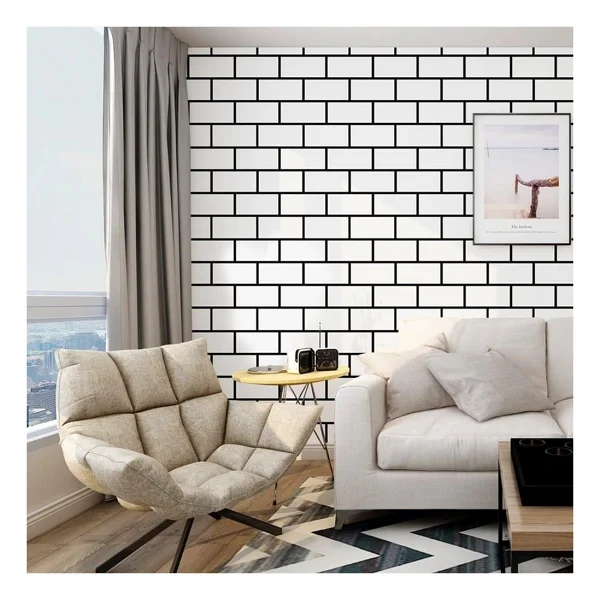 Renkli Duvarlar 60x30cm Shiny Beyaz Tuğla Desen Kendinden Yapışkanlı Karavan Prefabrik Banyo Wc Duvar Kaplama Paneli - Görsel 4