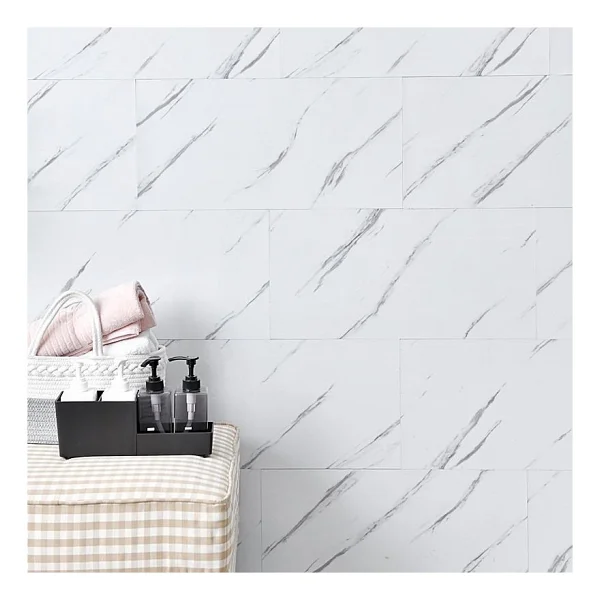 Renkli Duvarlar 60 x 30 cm Shiny Net Gri Mermer Desenli Yapışkanlı Karavan Prefabrik Banyo Wc Duvar Kaplama Paneli - Görsel 3