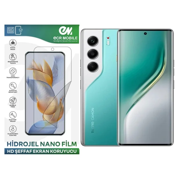 Tecno Camon 40 Pro İle Uyumlu Hidrojel Ekran Koruyucu Film Hd-Şeffaf(Tempered Cam Değildir!) - Görsel 2