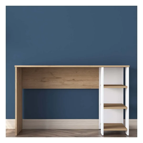 Rani HA108 Raflı Çalışma Ofis Bilgisayar Masası Sepet Ceviz - Beyaz - 120 x 45 x 73,8 Cm - Beyaz - Sepet Ceviz - Görsel 4