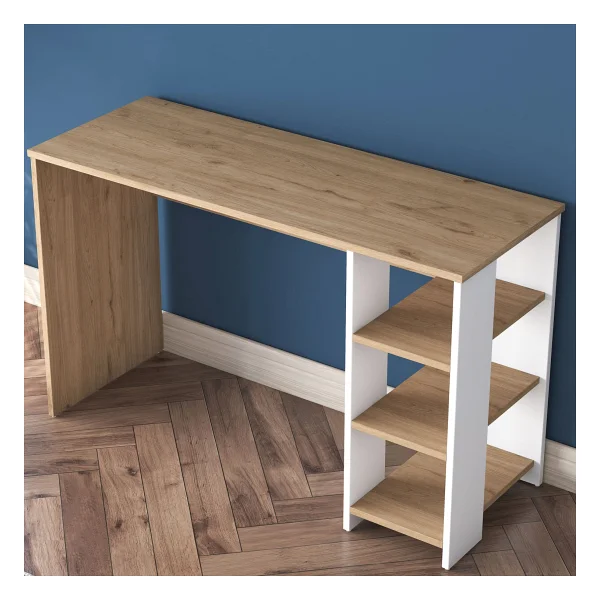 Rani HA108 Raflı Çalışma Ofis Bilgisayar Masası Sepet Ceviz - Beyaz - 120 x 45 x 73,8 Cm - Beyaz - Sepet Ceviz - Görsel 5