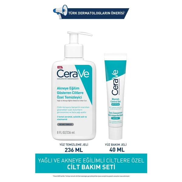 CeraVe Yağlı ve Akneye Eğilimli Ciltlere Özel Cilt Bakım Seti - Görsel 2