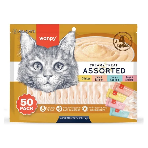 Wanpy Karışık 4 Lezzetli 50x14 gr Krema Kedi Ödül Maması - Görsel 2