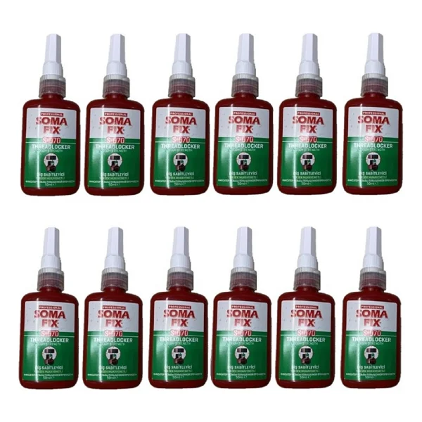 12 Adet Somafix 50 ml Civata Diş Sabitleyici Yüksek Mukavemetli Sökülemez S070 - Görsel 2