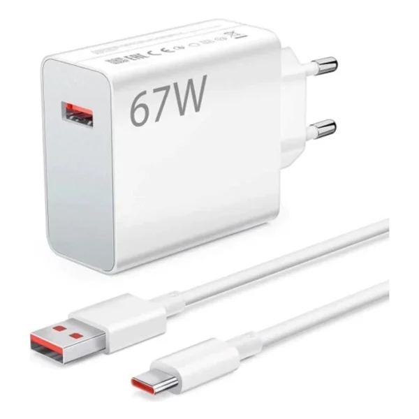 Xmart 67W (Watt) Mi 14 Ultra Uyumlu Şarj Seti Kablo (1m) + Başlık - Beyaz - Görsel 6