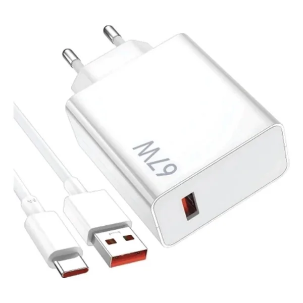 Xmart 67W (Watt) Mi 14 Ultra Uyumlu Şarj Seti Kablo (1m) + Başlık - Beyaz - Görsel 2