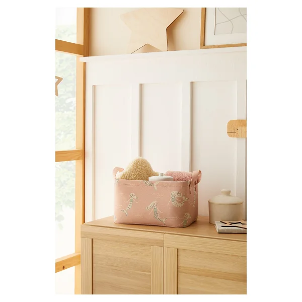 Ocean Home Textile Çocuk Odası Deniz Kızı Oyuncak Düzenleyici Saklama Sepeti 30x21x18 cm - Pembe - Görsel 9