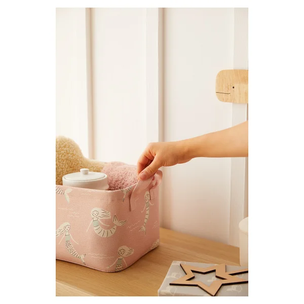 Ocean Home Textile Çocuk Odası Deniz Kızı Oyuncak Düzenleyici Saklama Sepeti 30x21x18 cm - Pembe - Görsel 2