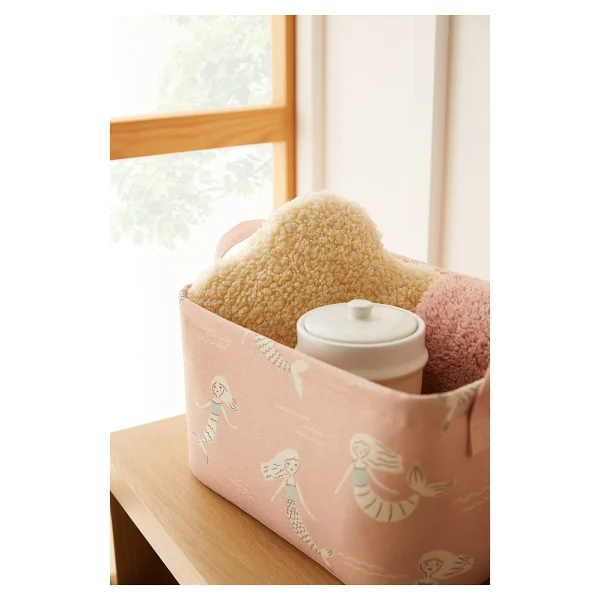 Ocean Home Textile Çocuk Odası Deniz Kızı Oyuncak Düzenleyici Saklama Sepeti 30x21x18 cm - Pembe - Görsel 3
