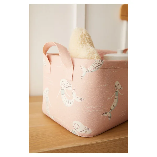 Ocean Home Textile Çocuk Odası Deniz Kızı Oyuncak Düzenleyici Saklama Sepeti 30x21x18 cm - Pembe - Görsel 6