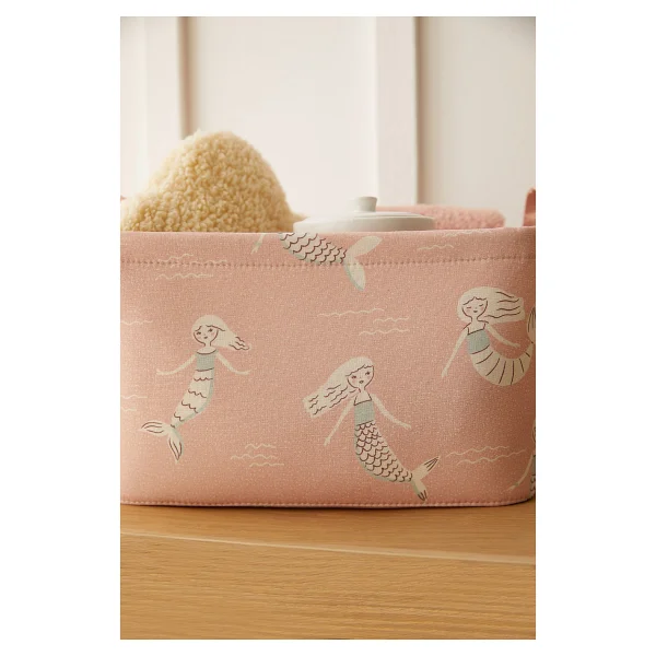 Ocean Home Textile Çocuk Odası Deniz Kızı Oyuncak Düzenleyici Saklama Sepeti 30x21x18 cm - Pembe - Görsel 7