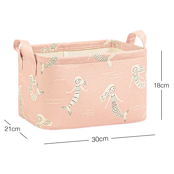 Ocean Home Textile Çocuk Odası Deniz Kızı Oyuncak Düzenleyici Saklama Sepeti 30x21x18 cm - Pembe - Görsel 8