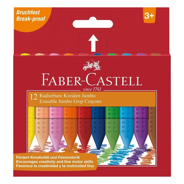 Faber-Castell Grip Jumbo Silinebilir 12'li Mum Boya - Görsel 2