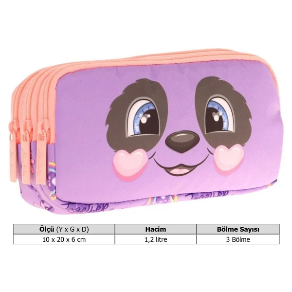 Kaukko L8233 Toys Panda 3 Bölmeli Kalemlik - Görsel 4