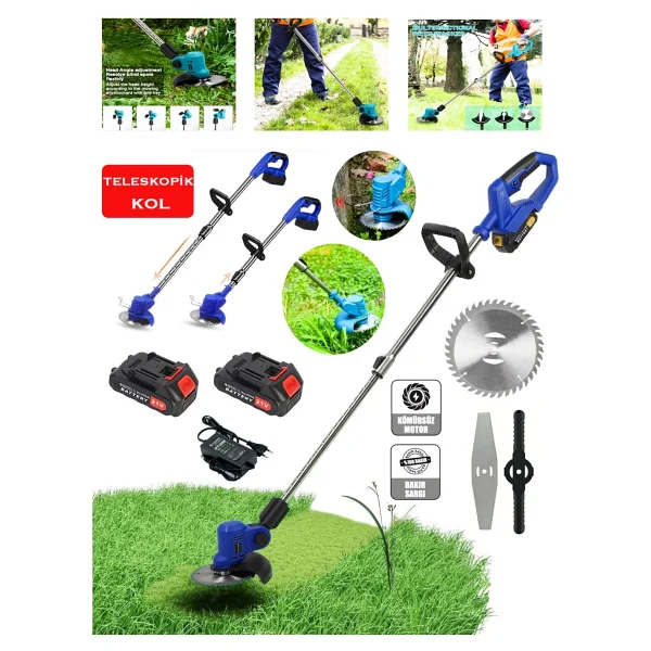 Rowermax İbeltech Pro-S Çift Akülü Şarjlı Kenar Ot Çalı Çim Biçme Kesme Tırpan Makinesi - Görsel 4