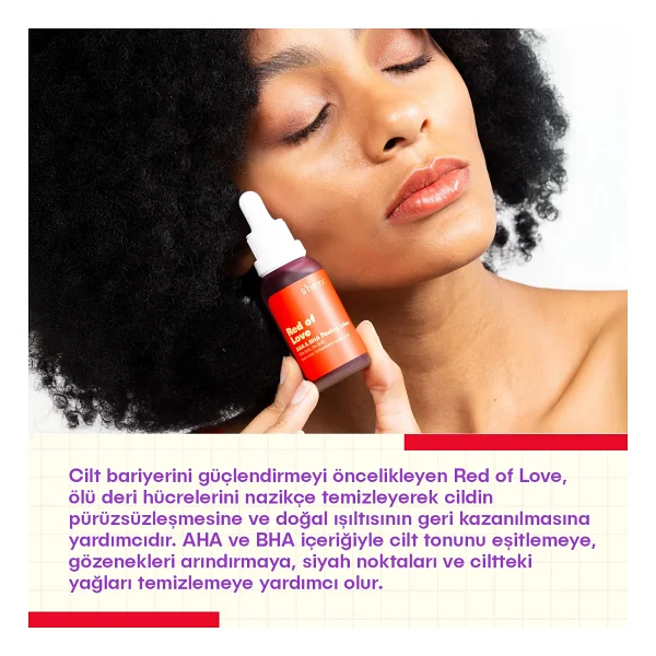 She Vec Red Of Love Cilt Tonu Eşitleyici Canlandırıcı Kırmızı Peeling Serum 30 ml - Görsel 2
