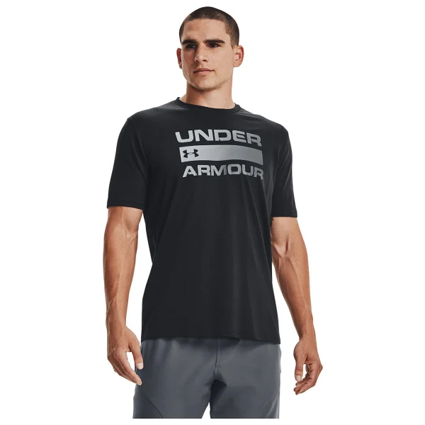 Under Armour Team Issue Wordmark 1329582-001 Siyah Kısa Kollu Bisiklet Yaka Erkek Tişört - Görsel 7