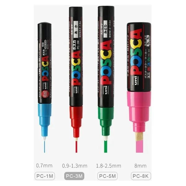 Uni-Ball Posca PC-1M 0.7 mm Mavi Marker Kalem - Görsel 10