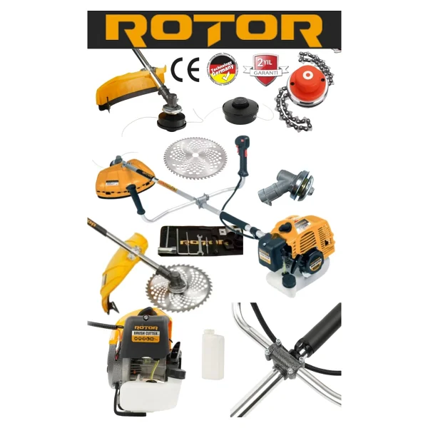 Rotor Profesyonel Yan Tırpan 2.1 HP Benzinli 52 cc, Ot Çalı Çim Biçme Makinası - Görsel 6