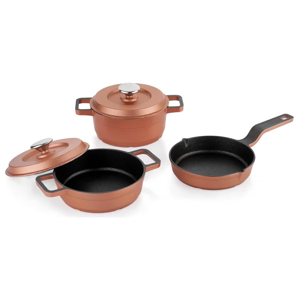 Schafer Retro Cast Rosegold 5 Parça Mini Döküm Tencere Seti - Görsel 2