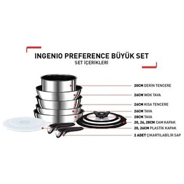 Tefal Ingenio Preference 3X 12 Parça Büyük Titanyum Tava Tencere Seti - Görsel 2