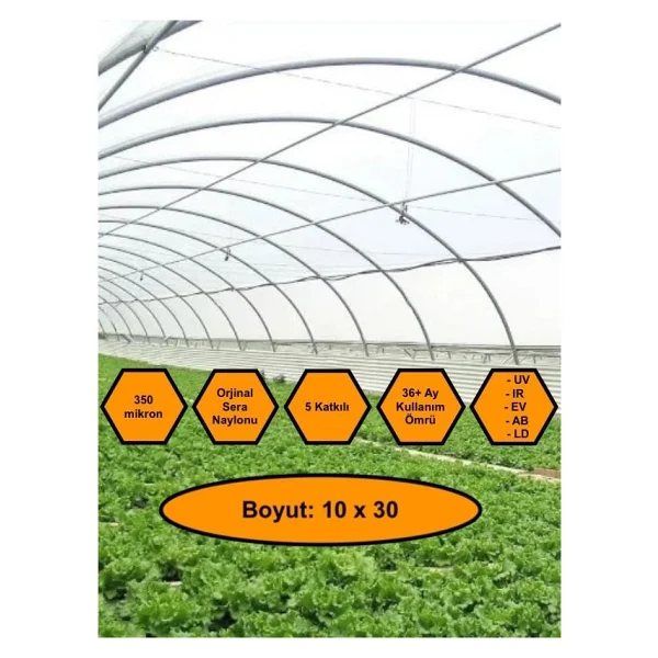 Sera Naylonu, 36 Aylık, 5 Katkılı, 350 Micron 10X30 Şeffaf Sera Örtüsü, Uv Dayanımlı, Ir, Ev, Ab, Ld - Görsel 4