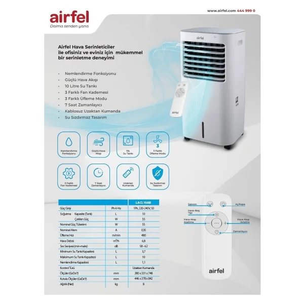 Airfel LACL10AB Uzaktan Kumandalı Hava Soğutucu - Görsel 3