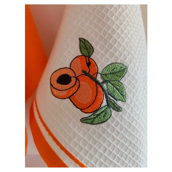 2'li Mutfak Havlusu -%100 Pamuk - Kayısı Nakışlı - 40X60 Cm-Turuncu - 40 x 60 cm - Görsel 5