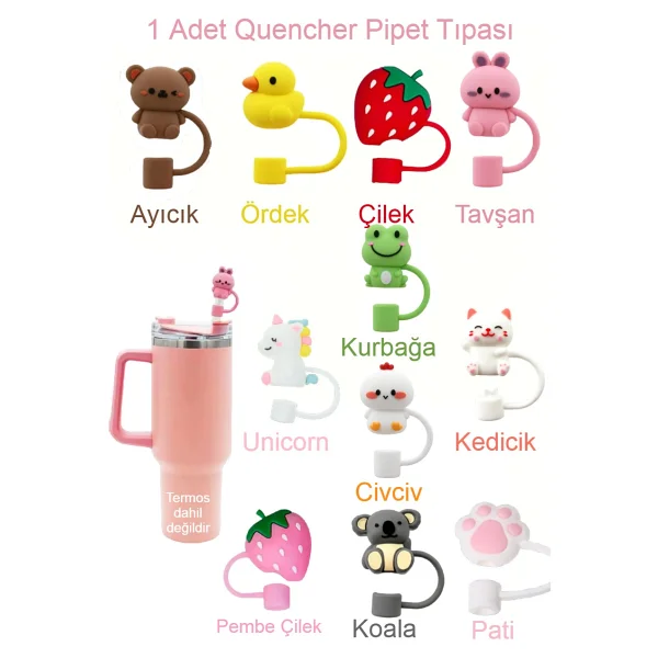 Stanley Quencher ve Yeni Nesil Pipetli Termos Uyumlu Sızdırmaz Set + 1 Adet Pipet Tıpası Pipet Koruyucu - Görsel 7