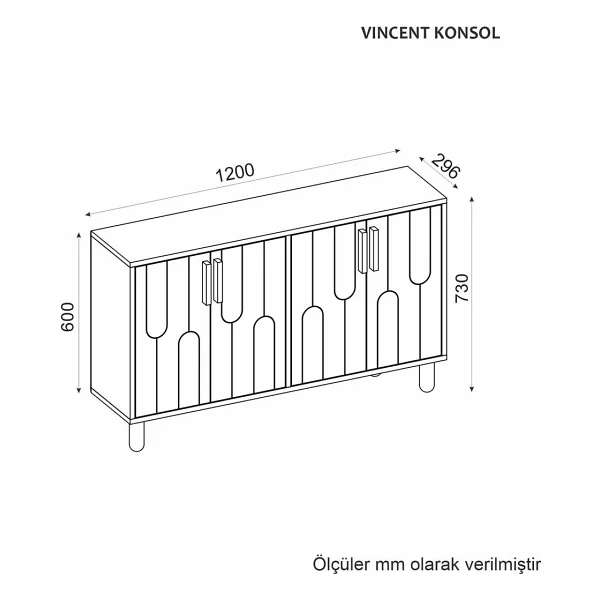 Vincent Konsol,çok Amaçlı Dolap, Ayakkabılık,kahve Köşesi,kitaplık,tv Sehpası Ceviz - Görsel 7